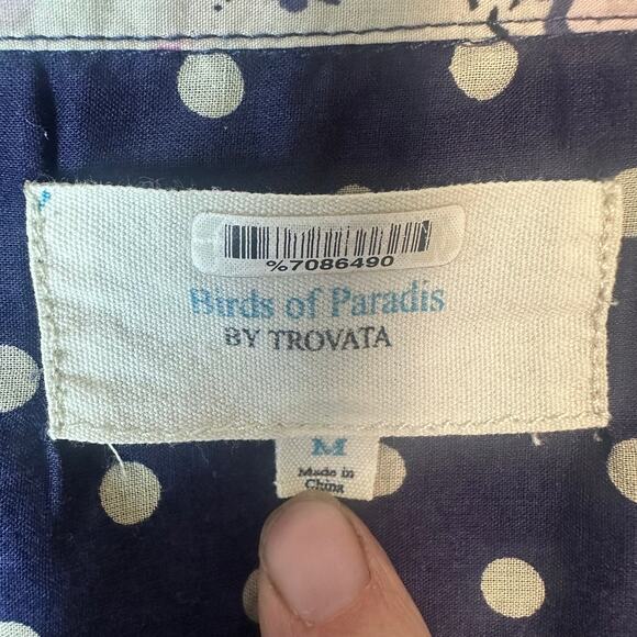 Birds of Paradise women’s polkadotted blouse button up lace back romantic - Picture 2 of 9